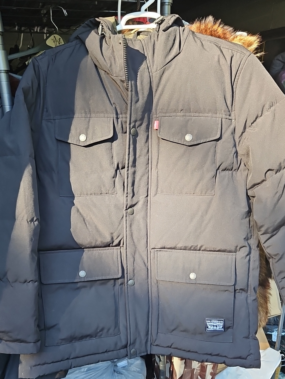 Levi's Men's Hooded Parka Jacket Puffer Jacket XL Black